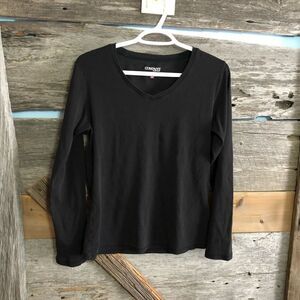 𝅺company by Ellen Tracy Size Large Black V-Neck Top